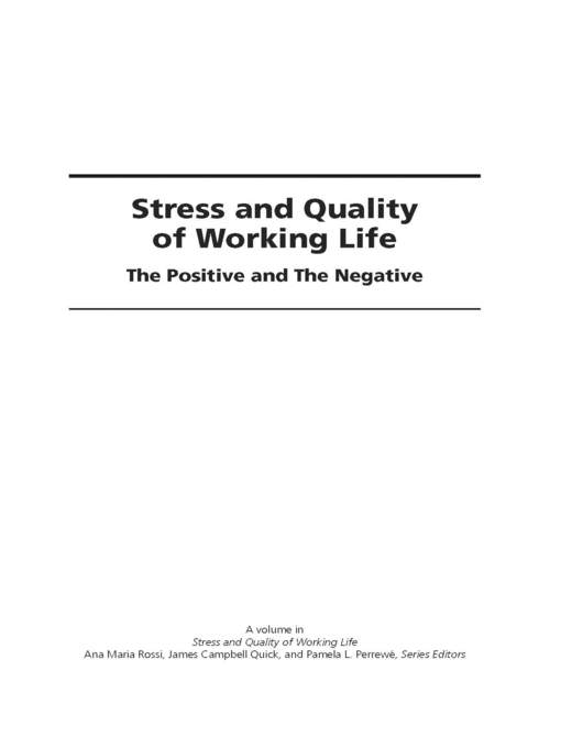 Title details for Stress and Quality of Working Life by Ana Maria Rossi - Available